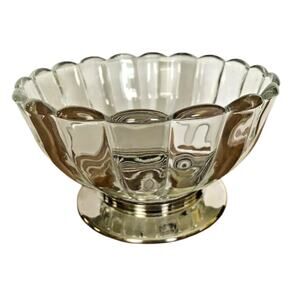 Vintage Wide Fluted Crystal Bowl with Silverplate Stand England